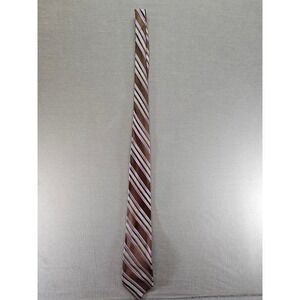 Burma Bibas Mens Silk Necktie Brown Blue White Diagonal Striped Classic Tie